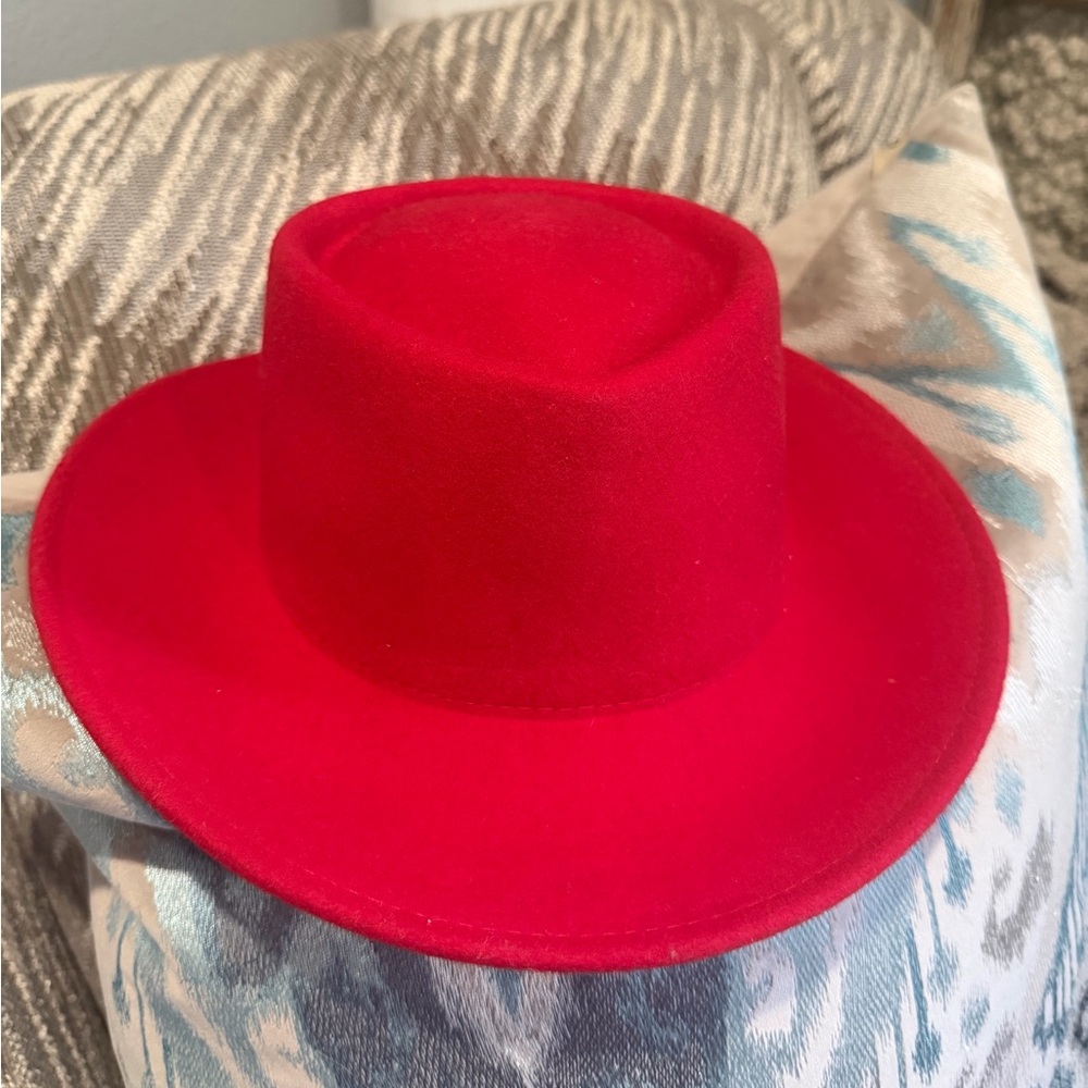 Ecotè Bold Red Felt Wide-Brim Hat